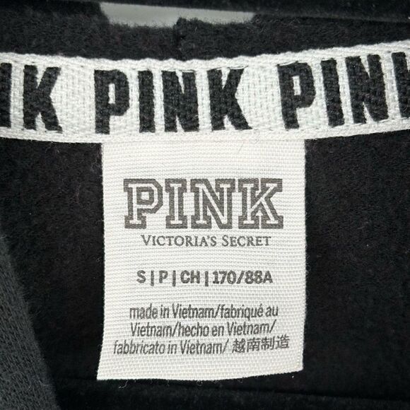 Pink Victoria’s Secret Hoodie Sweatshirt Black Small - Picture 2 of 5